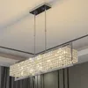 Hanglampen moderne luxe eetkamer E14 LED -lichten rechte glans chroom staal k9 kristal hang lamp stang hangend armaturen