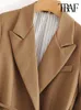 Kvinnor kostymer blazers traf kvinnor mode med bunden wrap coat vintage långärmad fickfickor kvinnliga ytterkläder chic toppar 230209