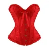 Bustiers Corsets Bande Rouge Corset Et Dentelle Mini Jupe Courte Bretelles Avec Coupe Lingerie Showgirl Robe De Danse S-2XL