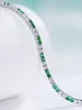 우아한 925 스털링 실버 지르콘 크리스탈 테니스 팔찌 여성 기하학적 사각형 다이아몬드 팔찌 웨딩 얇은 체인 보석