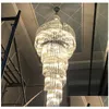 Chandeliers Villa Chandelier Duplex Budynek kryształowy lampa po nowoczesnym lekkim luksusowym schodom długie powietrze na wiosenny sklep z podłogą kropla dostarcza DHP9F