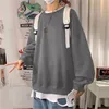 Heren Hoodies Sweatshirts Men Harajuku Sweatshirts Koreaanse hiphop Solid kleur Basic o nek Oversized pullovers herfst mode casual lange mouwen tops 230208