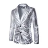 Mens Suits Blazers Fashion Reflective Tyg Tvådelande manlig Autumn Plus Size Shiny Silver Casual Set Men Slim Fit Blazer 2 230209