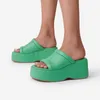Women's Sandals Square 2022 Toe Leather Platform Ladies Shoes Summer Mode Tjock Bottom Female Slipper Woman Flip-Flop 3C90