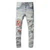 Jeans da uomo Classico buco in denim hip hop Jeans da motociclista strappato effetto consumato Pantaloni rock da motociclista slim fit