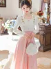 Sukienki swobodne Autumn Vintage Fairy Slim Women Patchwork Pink Elegant Party Mini Korean Fahsion 230208