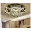 Chandeliers Pendant Lamps Luxury Modern Lustre K9 Crystal Led Ceiling Chandelier Flower Chrome Steel Dimmable Lighting Drop Delivery Dhshe