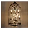 Candelabros American Country Industrial Wind Hierro forjado Crystal Bird Cage Chandelier Nordic Retro Restaurante Tienda de ropa Escaleras Dhipb