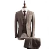 Herrenanzüge Tweed-Männer für 3-teilige maßgeschneiderte Bräutigam-Smoking-Schneider-Wolle-männliche Mode-Hochzeitskostüm-Jacken-Weste mit Hosen