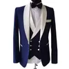 Mens Suits Blazers Thorndike Fashion Navy Blue For Men Custom Made Slim Groom 3 Piece Wedding Sacka Jacketpantsvest 230209
