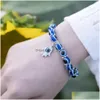 Perles de 8 mm perlées vendant des brins d'oeil bleu maléfique Bracelet Fatimas Main Turc Mille Yeux Wish Drop Delivery 202 Dhv4O