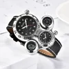 Armbandsur unik design Två tidszon Male Watch Decorative Compass Mens Sport Watches Casual Quartz Men armbandsur för man