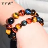 Strand High Quality Natural Tiger Eye Bracelets Stone Jewelry 10/12/14/16/18mm Multicolor Beads Bracelet Bangle For Women & Men Gift 7"