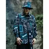 Men's Casual Shirts ASHFIRE 21AW Ethnic Style Paisle Floral Seersucker Long Sleeved Loose Urban Outdoor Shirt Men's Fashion Jacket