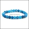 Kralen strengen agaat steen armband grijs groen sinaasappel blauw verwarrende agataties yoga chakra natuurlijke kralen armbanden levering levering juweel dhy8c