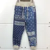 Pantaloni da uomo Streetwear KAPITAL MAN Pantaloni della tuta Pantaloni da jogging di alta qualità Pantaloni con stampa di fiori di anacardi in tessuto pesante con coulisse