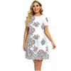 Vestidos de tamanho grande vestidos de verão femininos casuais manga curta o-pescoço superdimensionado lixo lascivo feminino impresso vestido de praia vintage plus size 6xl 230209