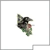 Штифты броши булавки ворона ворон эмалевые булавки на заказ птичья перо луны цветы панк панк -значок готический украшение