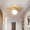 Nordic Round Glass Sun Shape Gold Metal G9 Modern LED Hall Taklampor för omklädningsrumskorridor Illuminaire 0209