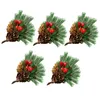 Decoratieve bloemen kransen hanger 5stcs mini kerstboom kunstmatige bloem kerstmas tafel ornament dennen kegel hangende ornamenten festival gif