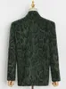 Damskie garnitury Blazery Twotwinstyle Green Lopard Graphic Female Blazer Notched Long Rękaw Temperament Koloroblok Lose Damskie płaszcz Winter 230209