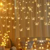 Strängar fjärilar Led Icicle String Lights Christmas Fairy Garland Outdoor Home for Wedding/Party/Curtain/Garden Decoration