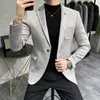 Mens Suits Blazers Deerskin Leather Jacket Casual Slim Hombre Suit Terno Masculino Clothing 6 Color 230209