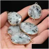 Charms Natural Semiprecious Stone Pendant Connector Flash Labradorite Diy Jewelry Making Necklace Bracelet Giftcharms Drop Del Dh5Mm