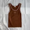 2024 Designer geborduurd t -shirt vrouwen ademende gebreide tee lente zomer tanktop vrouw vesten 88