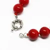 Chaînes Charmes Corail Rouge Artificiel 8mm Mode Perles Rondes Collier Bijoux Femmes Fête Élégant Cadeau 18 pouces B1467