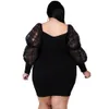 Robes grande taille Robe femme grande taille 2XL-6XL Sexy Mini robes moulantes manches en dentelle Vêtements pour femmes élégantes Col carré Mode Streetwear 230209