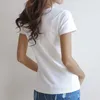 Dames T-shirt Solid basic korte mouw dames t-shirt casual zwarte witte mode crop top t dames Koreaanse tee o-v nek y2302