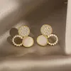 Stud Earrings Round Crystal Earring For Women Geometric Brincos Fashion Sweet Mini Gold Color Drip Korean Jewelry Wholesale