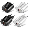 USB Wall Charger Quick Зарядка 18W 3A QC3.0 Адаптер быстрого зарядного устройства для iPhone Samsung LG