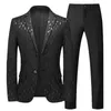 Mens Suits Blazers Moda Markası Jakard Takım Klasik Black White Moda İş Düğün Ziyafet Parti Elbise Erkek ve Pantolon 230209