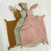 Towels Robes Soft Cotton Muslin Baby Bib Stuffed Rabbit Doll born Appease Towel Security Blanket Baby Sleeping Cuddling Towel Facecloth