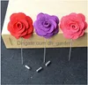 Pins Brooches Rhungift Flower Lapel Pin Handmade Rose And Golden Leave Brooch Boutonniere For Men Women Suit Drop Delivery 2022 Dh8Xf