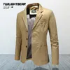 Męskie garnitury Blazery męskie wiosenne jesień czyste bawełniane solidne swobodne męskie mężczyzn odzieży odzieży odzież wierzchnia płaszcz 4xl SZ3 230209