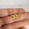 Kedjor till 2023 födelsedatum halsband kvinnor boho smycken rostfritt stål rosguld brev år halsband collier femme bff