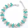 Luckyshine vendedor de moda 925 plata topacio verde cuadrado pulsera de cristal de plata hecha a mano