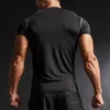Męskie koszule T Szybki suchy kolorowy kolor Atletyczna wysypka T-shirty z krótkim rękawem Koszulka Kompresyjna Kompresyjna