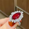 Fedi nuziali Anello marchese alla moda vintage color argento con gioielli da banchetto da donna di lusso con zirconi Bling