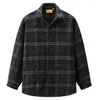 Men's Casual Shirts 2023 Autumn Winter Original Men's Blouse Wool Blended Vintage Plaid Lapel Shirt Coat Fashion Trendy Clothes 21Q1944