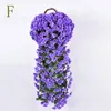 Flores decorativas Plantas artificiais Falsas penduradas Violet Wall Wisteria Basket Party Wedding Home Decoration