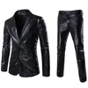 Mens Suits Blazers Fashion Reflective Tyg Tvådelande manlig Autumn Plus Size Shiny Silver Casual Set Men Slim Fit Blazer 2 230209