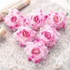 Decorative Flowers 10Pcs 6Cm Artificial For Craft Flannel Red Roses Home Decor Scrapbooking Garden Christmas Wreath Making Supplies Wedding