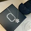 Luxury Pendant Necklace S925 Sterling Silver Six Leaf Clovers Zircon Charm Short Chain Choker for Women Wedding Jewelry Brides Party Gift