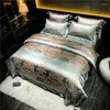 Bedding Sets Greyish-Green Satin Chic Duvet Cover With Hollow Out 4Pcs Boho King Set Quilted Cotton Fitted Bedspread 2 Pillowcases