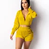 2024 Womens Tracksuits Velour Mulheres Two Piece Set Zipper Com Capuz Jaqueta Crop Top com Shorts Terno Juicy Coutour Veet Define Outfits Kuggi886