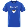 Heren t shirts 2023 Energie - melk bedrukte t -shirt heren koffie ademende casual ronde nek grappig los katoen oversized